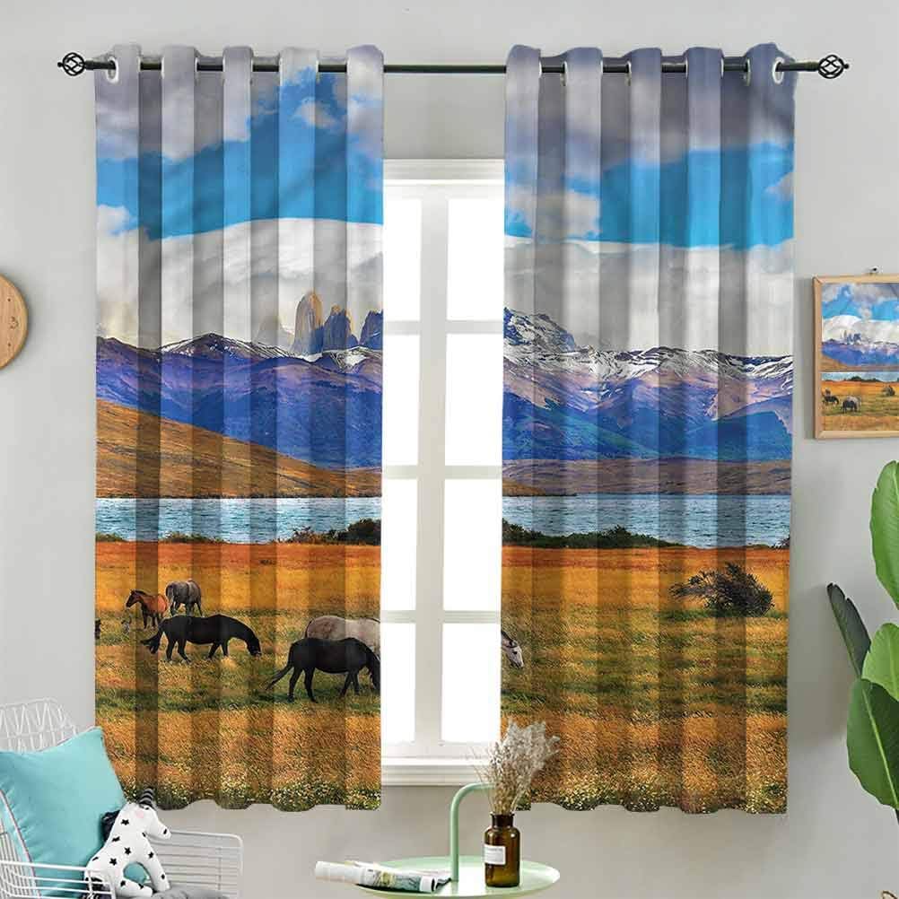 Dasnh Blackout Window Curtain Set Farmland Animals Meadow Lake W72 x L96 Inch (2 Panels) Indoor Decoration