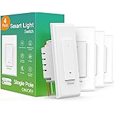 GHome Smart Switch, Smart Wi-Fi Light Switch Works with Alexa, Google Assistant, Smart Life and Tuya, 2.4Ghz, Single-Pole, Ne