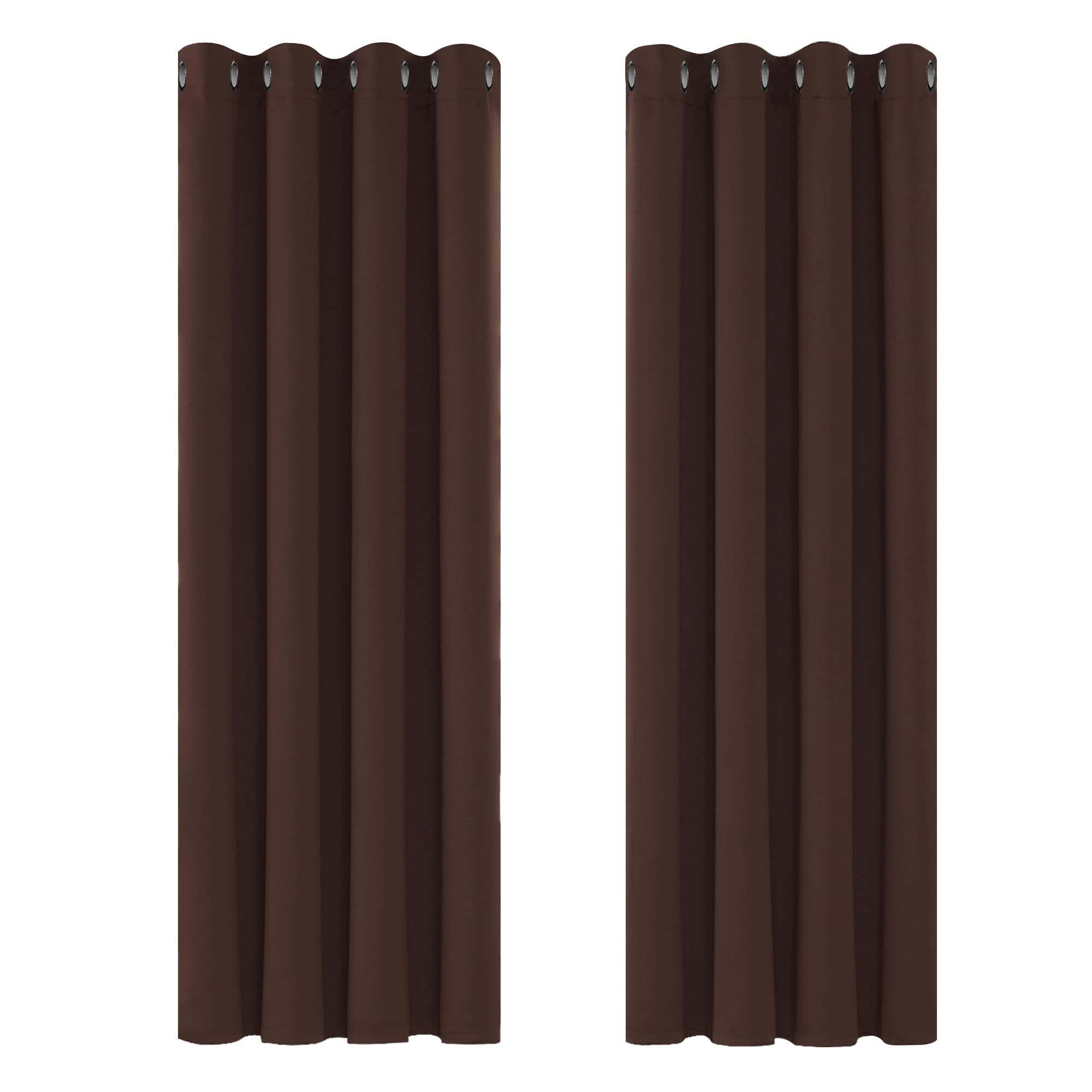 Deconovo Super Soft Thermal Insulated Blackout Curtains Eyelet Curtains for Children Room Chocolate W55 x L87 One Pair