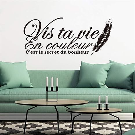 Amazon Com Quotes Wall Stickers Removable Vinyl Art Decal Stickers French Citation Vis Ta Vie En Couleur Living Room Home Kitchen
