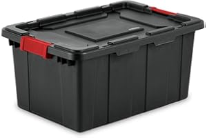 Sterilite 12-Pack Storage Totes with Lids, Heavy Duty Box & Tote Bins, 15 Gallon, Black