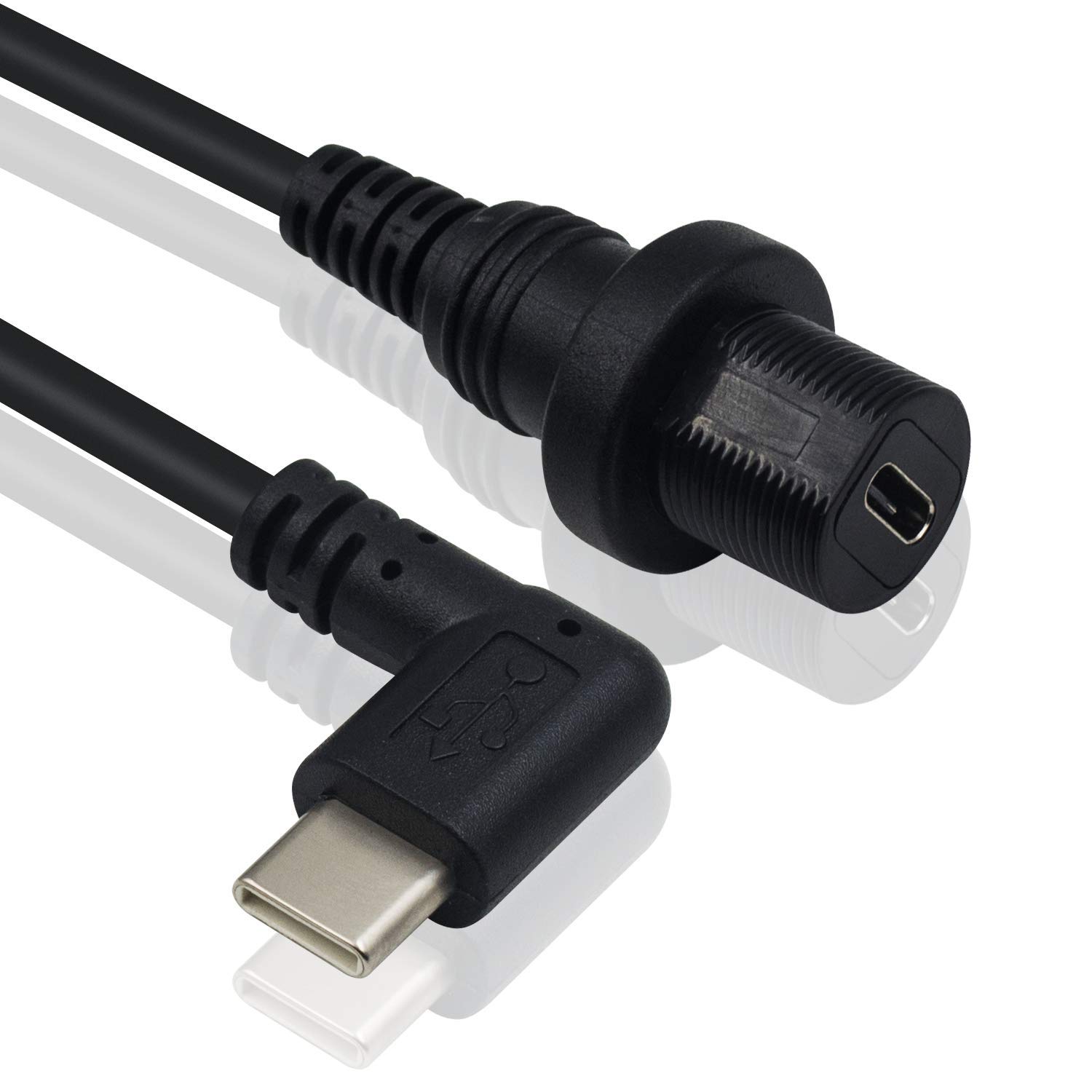 Duttek 90 Degree USB C Panel Mount Cable, Left &Right USB C Male to Female Mount Extension Cable for Car Boat, Motorcycle - Image 3