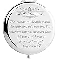 DIDADIC Daughter Wedding Keepsake - Engraved Makeup Mirror, Bride Gifts for Wedding Day