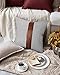Merrycolor Farmhouse Decorative Throw Pillow Covers for Couch Stripe Faux Leather Accent Pillow Cover Boho Modern Decor Pillow Case 18 x 18 Inch(Black)