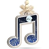 KILYHOME Music Note Xmas Ornament - Musical Notes Ornaments for Musicians, Music Lovers, Men & Women - Santa Secret, Gift Exchange Idea - Chirstmas Night Song Themed Decorations, 2 Layer Wood