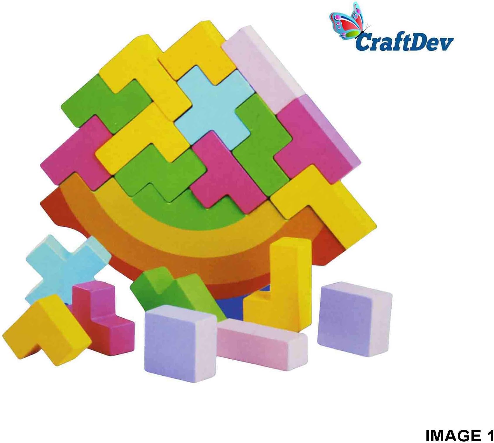 CraftDev Rocking Stacking Height Wooden Building Blocks Children's Toys Balance Game Kids' Floor Games Tetris Puzzle Assembly Blocks Toy