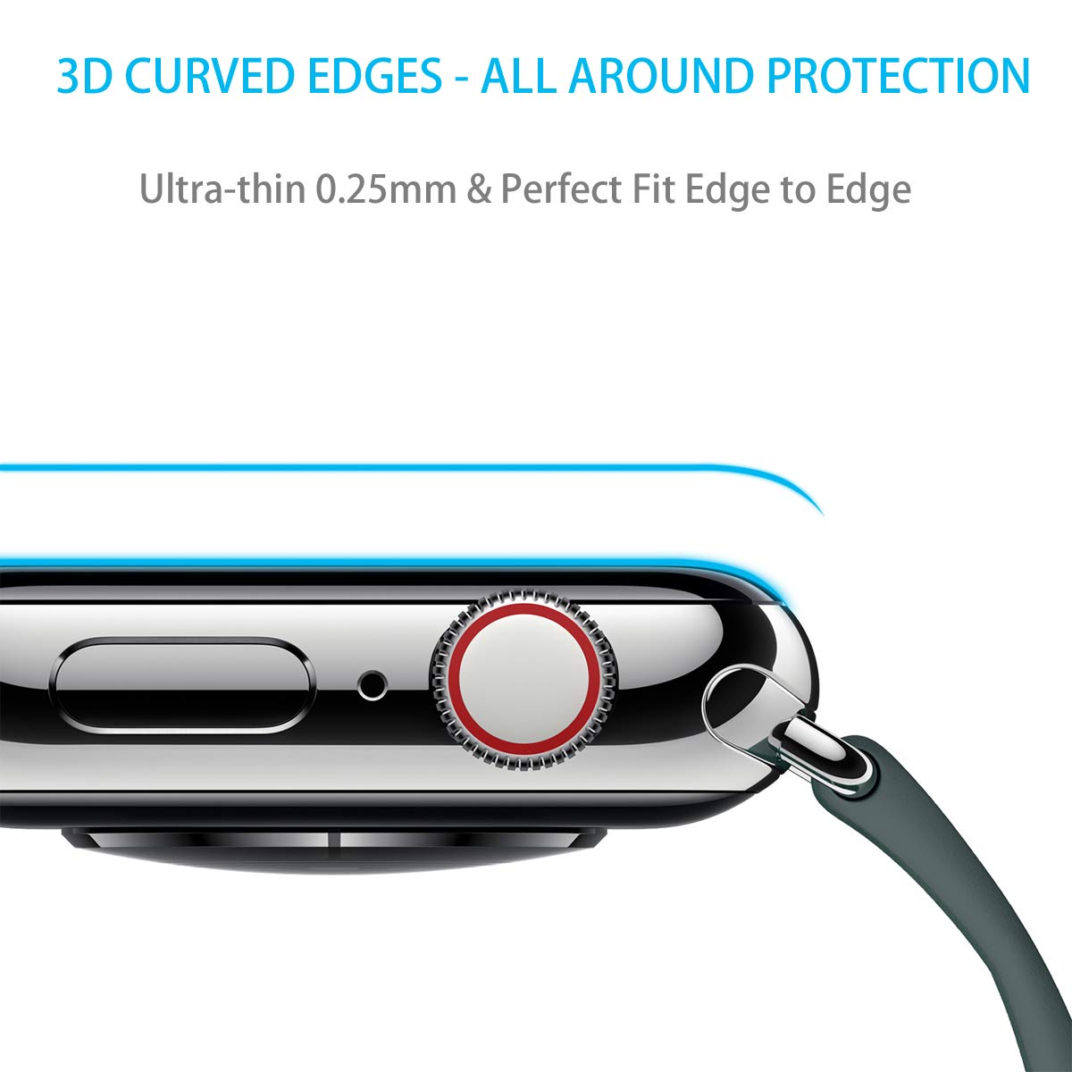 Mercase Apple Watch Screen Protector Series 4 [Full Coverage Protection,ScratchProof,Anti Fingerprint,Bubble-Free,HD Clear,0.25mm Ultra-Thin] 9H Hardness iWatch 44mm Tempered Glass Screen Cover Film