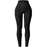 YOAKUKA Yoga Ribbed Leggings for Women High Waisted Tummy Control Seamless Butt Lifting Crossover Workout Gym Athletic Pants