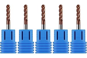 Zorqon 1/8" Carbide Ball Nose End Mills, TISIN Coated, 4 Flute, End Mill Bits for Alloy Steels and Hardened Steels, 1/8" Cutting Diameter- 5pcs