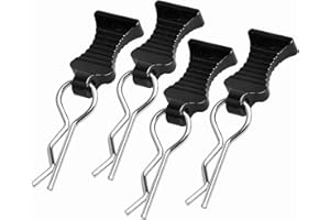 Hobbyfire 4-Pack Universal RC Body Clips with Tabs, Metal Handled Clips for 1/12 1/10 1/8 RC Cars and Trucks, Heavy Duty Body Mounting Clips Shell Replacement (Black)