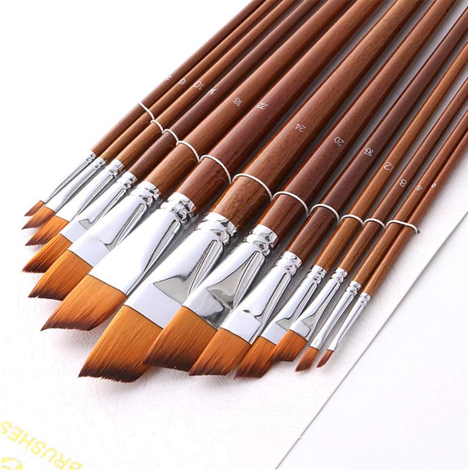 Paint Brush Set Artist Painting Brushes for Art Painting for Watercolors,Acrylics,Inks,Gouache,Oil and Tempera (Angular 13pcs Longer Handle)