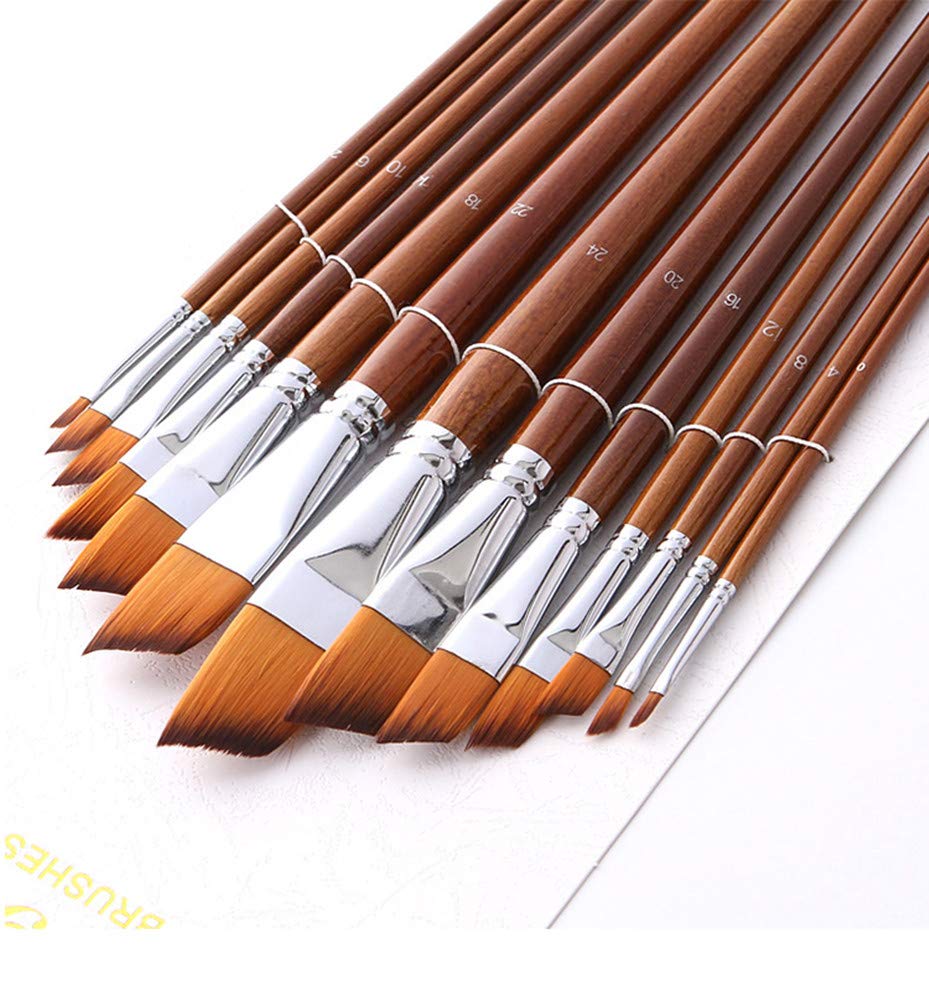 Paint Brush Set Artist Painting Brushes for Art Painting for Watercolors,Acrylics,Inks,Gouache,Oil and Tempera (Angular 13pcs Longer Handle)