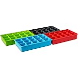 Tovolo Perfect Cube Ice Mold Trays, Sturdy Silicone, Fade Resistant, 1.25" Cubes, Assorted, Set of 4