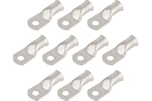 RIOCAN 10pcs 1/0 AWG-5/16(M8) Tinned Copper Ring Terminals Battery Lugs, Heavy Duty Wire Lugs, Battery Cable Connectors