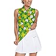 Soneven Women's Sleeveless Golf Top Floral Athletic Golf Wear Moisture Wicking Sleeveless Polo Quick Dry