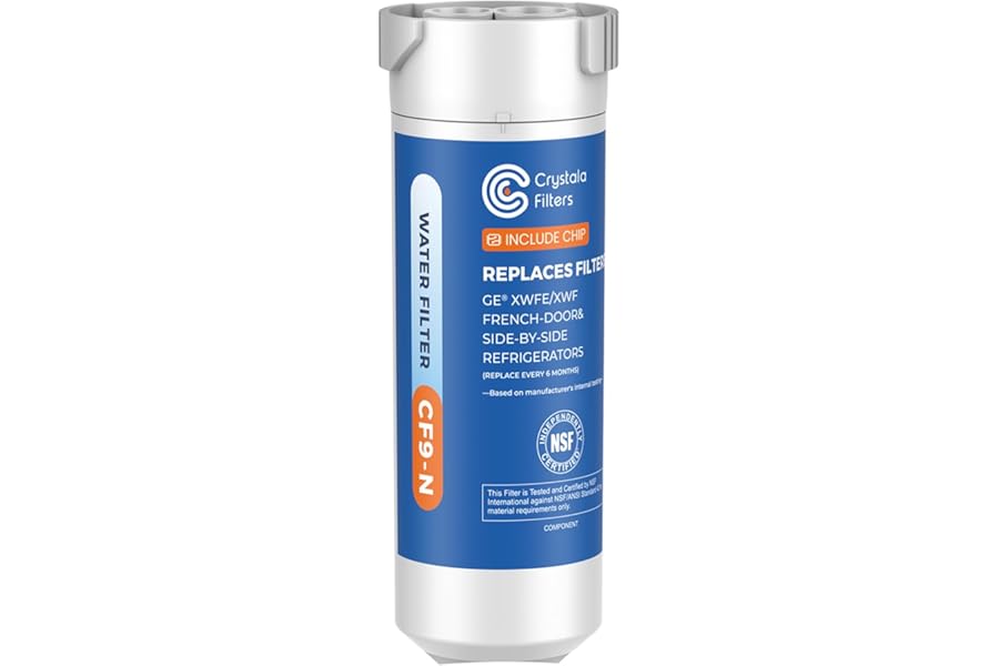 Crystala Filters Water Filter Compatible with XWFE (Built-in CHIP), Replacement for GE XWFE, XWF Refrigerator Water Filter Pack of 1
