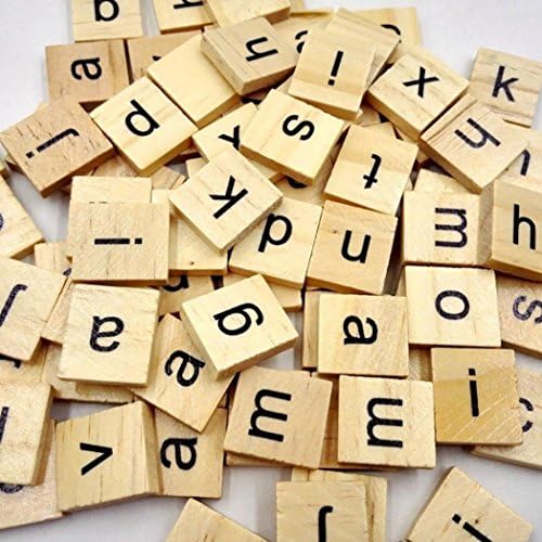 FOLWEP 100 Mini Wood Letters Tiles Lowercase Alphabet Mixed Crafts Pendants Spelling