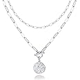 PAVOI 14K Gold Plated Layering Necklaces | Stylish Minimalist Design Pendant Necklaces | Bar, Circle, Lotus, Disc, Dog Tag, Horizontal Bar Pendants for Women