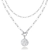 PAVOI 14K Gold Plated Layering Necklaces | Stylish Minimalist Design Pendant Necklaces | Bar, Circle, Lotus, Disc, Dog Tag, Horizontal Bar Pendants for Women