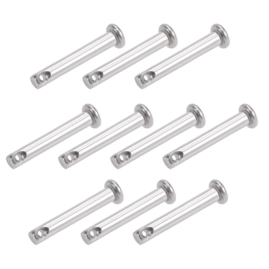 sourcing map Single Hole Clevis Pins - 4mm X 25mm Flat Head 304 Stainless Steel Link Hinge Pin 10Pcs