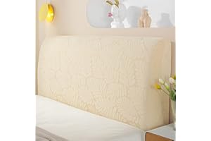 Moonase Bed Headboard Slipcover Covers Stretch Headboard Cover Queen King Size Headboard Slipcover Protector with Elastic Band for Bedroom Decoration (Champagne B, Suitable for headboard (55''-67''))