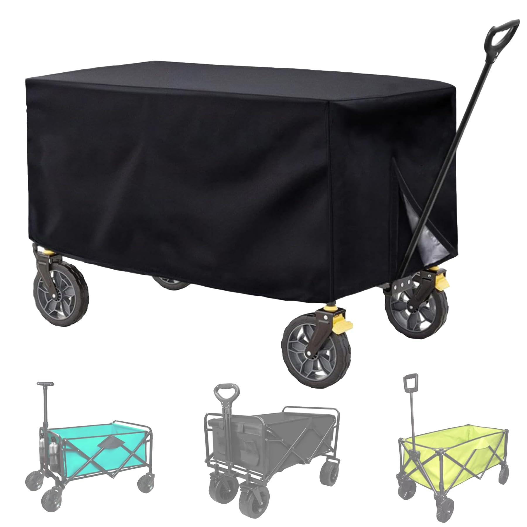 Folding Garden Trolley Cover, 600D Heavy-Duty Oxford - Pull Along Waggon Cover, Festival Trolley, 97 * 56 * 51cm, Black