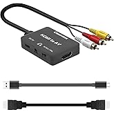 HDMI to RCA Converter with 3.5mm Audio Headphones Port, HDMI to AV Adapter for Older TV Supports PAL/NTSC Compatible for Various Streaming Stick,Fire TV Stick,Chromecast,Roku, DVD, Android TVs Box