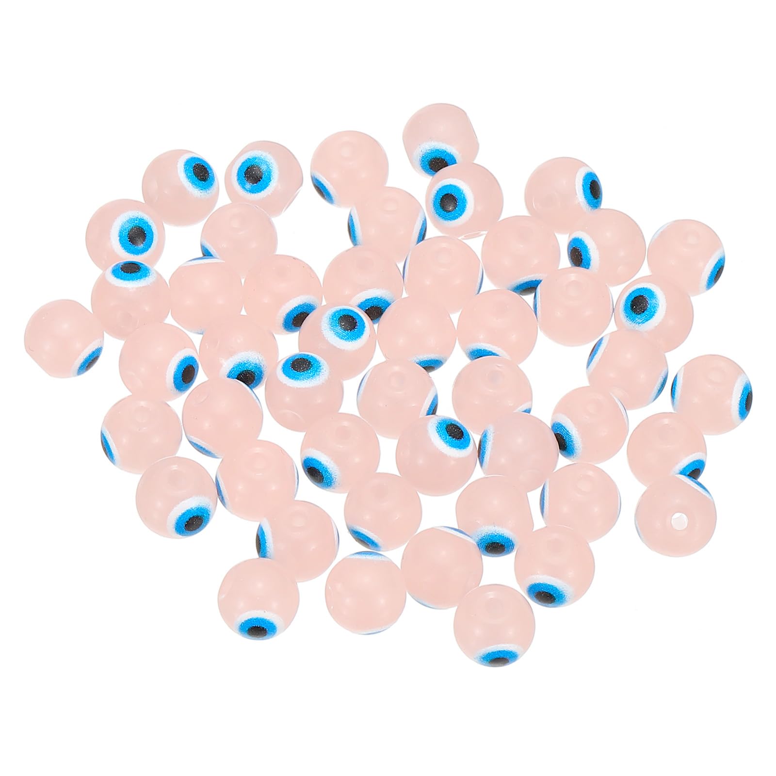 PATIKIL 8mm Evil Eye Beads, 50 Pcs Glass Turkish Evil Eye Charm Round Spacer Beads Pendant Connector for DIY Art Craft Bracelet Necklace Earrings Making, Nude Color