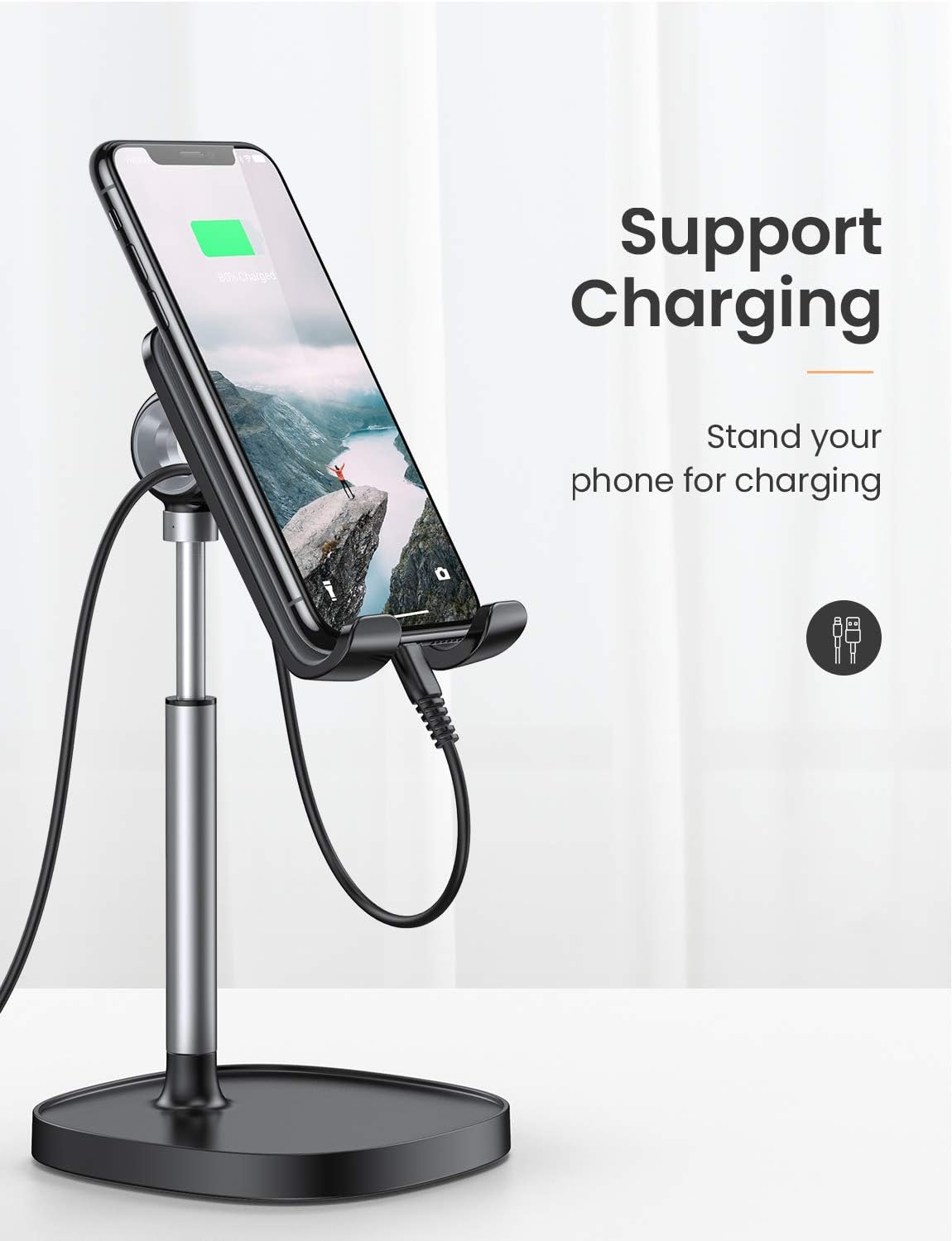 Cell Phone Stand, Angle Height Adjustable LISEN Phone Stand For Desk, Thick Case Friendly Phone Holder Stand For Desk, Compatible with All Mobile Phones,iPhone,Switch,iPad,Tablet(4-10in): Electronics