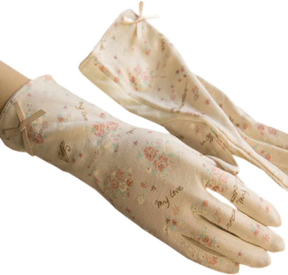 TRENDY XU Summer Driving Sunscreen Gloves Female Cotton Long Anti-slip
