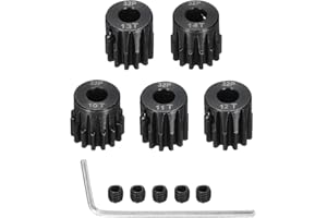 Rebower 5Pcs 32P Steel Pinion Gear Set 10T 11T 12T 13T 14T for 3.175 mm Shaft Hardened Steel Pinion Gear with Screws and Hexa