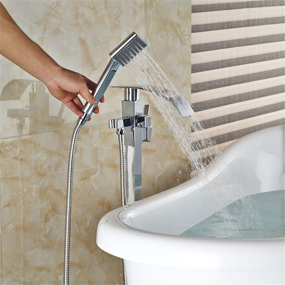 Soffione Doccia Vasca Da Bagno Free Standing A Pavimento Rubinetto Set In Plastica A Mano Doccia Caduta Beccuccio Da Bagno Miscelatore Finitura Cromata 50x35x15cm Alta Pressione E Risparmio Idrico Casa E Cucina