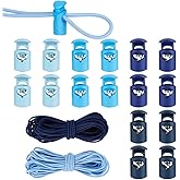 PH PandaHall 40pcs Blue Plastic Cord Locks with 20 Yards Elastic Cord Stretch String, 4 Colors Plastic Spring Cord Locks Single Hole Drawstring Stopper Fastener for Bags Shoelaces Clothing