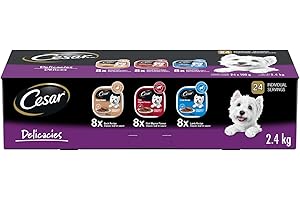 CESAR Classic Loaf in Sauce Adult Wet Dog Food Delicacies Variety Pack, 24x100g Trays