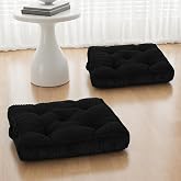 PRIMEPATIO Meditation Floor Cushion, 22x22 Tufted Floor Pillow for Adults | Square Large Meditation Cushion Pillow, Corduroy Sitting with Handle, Yoga Seating for Tatami, Black, 1 Pack