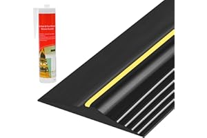 PAPILLON 10Ft Universal Garage Door Bottom Threshold Seal Strip with 10oz Building Sealant, Weatherproof Rubber DIY Weather Stripping Replacement - Black