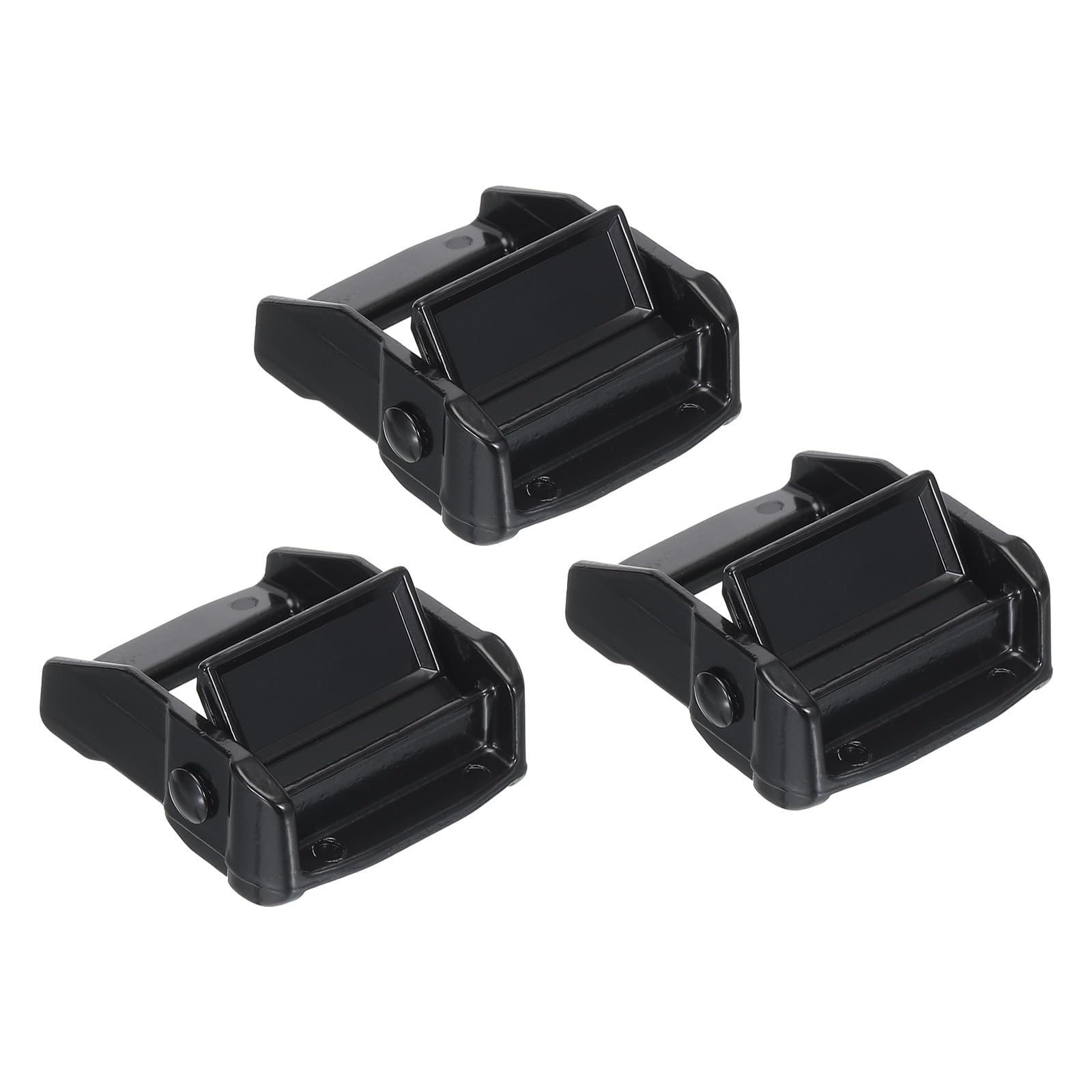 PATIKIL Cam Buckle, 3 Pack Metal Press Lock Fasteners 2.32" for 1.5" 38mm Tie Down Webbing Strap, Black