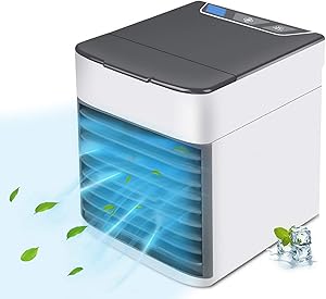 Personal Air Conditioner, Quiet USB Air Cooler with 3-Speed, Mini Air Conditioner with LED Light, Portable Air Conditioner for Small Room/Office/Dorm/Bedroom