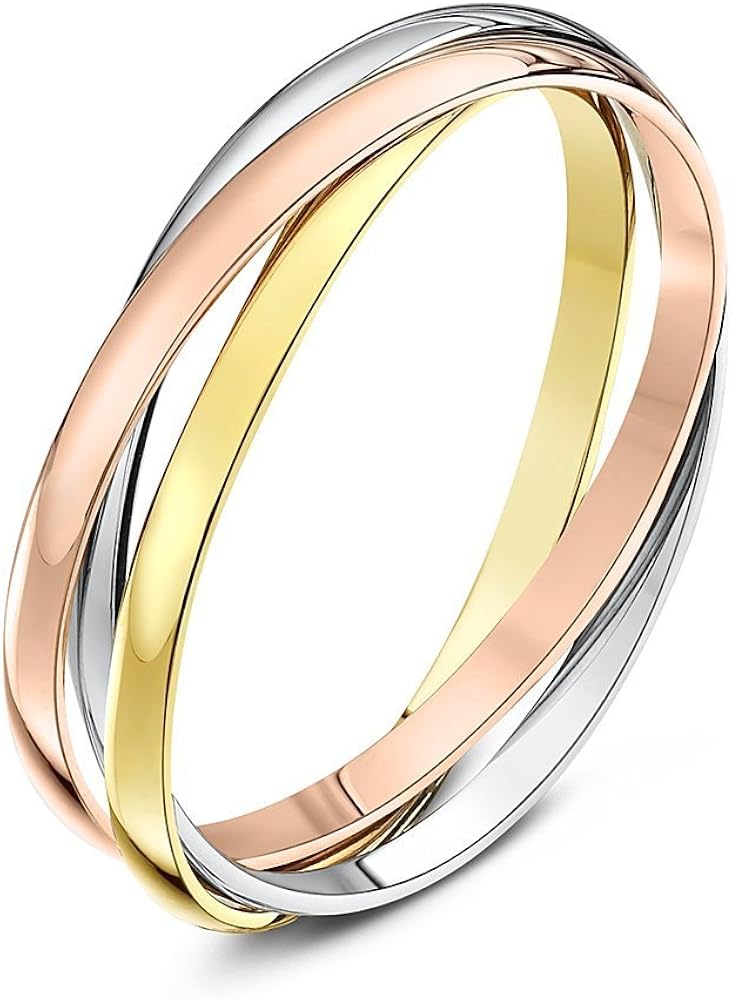 9ct Three Colour Gold 2mm Russian Wedding Ring Amazon.co.uk Jewellery