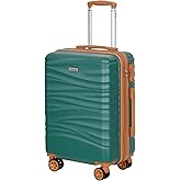 Romswi Expandable 22x14x9 Airline Approved 21" Carry On Luggage,Hardshell Suitcase with Double Spinner Wheels for 20% More Space, Lightweight Hardside Luggage, Scratch-Resistant & YKK Zipper, Green