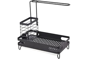 Sink Sponge Holder, Dishcloth Drying Rack Kitchen Rag Stand Sink Storage Organizer for Kitchen Countertop (Black)