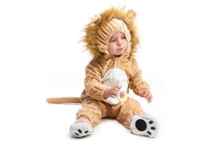 HSCTEK Baby Lion Onesie Costume, Unisex Infant Baby and Toddler Hooded Bodysuit 0-4T
