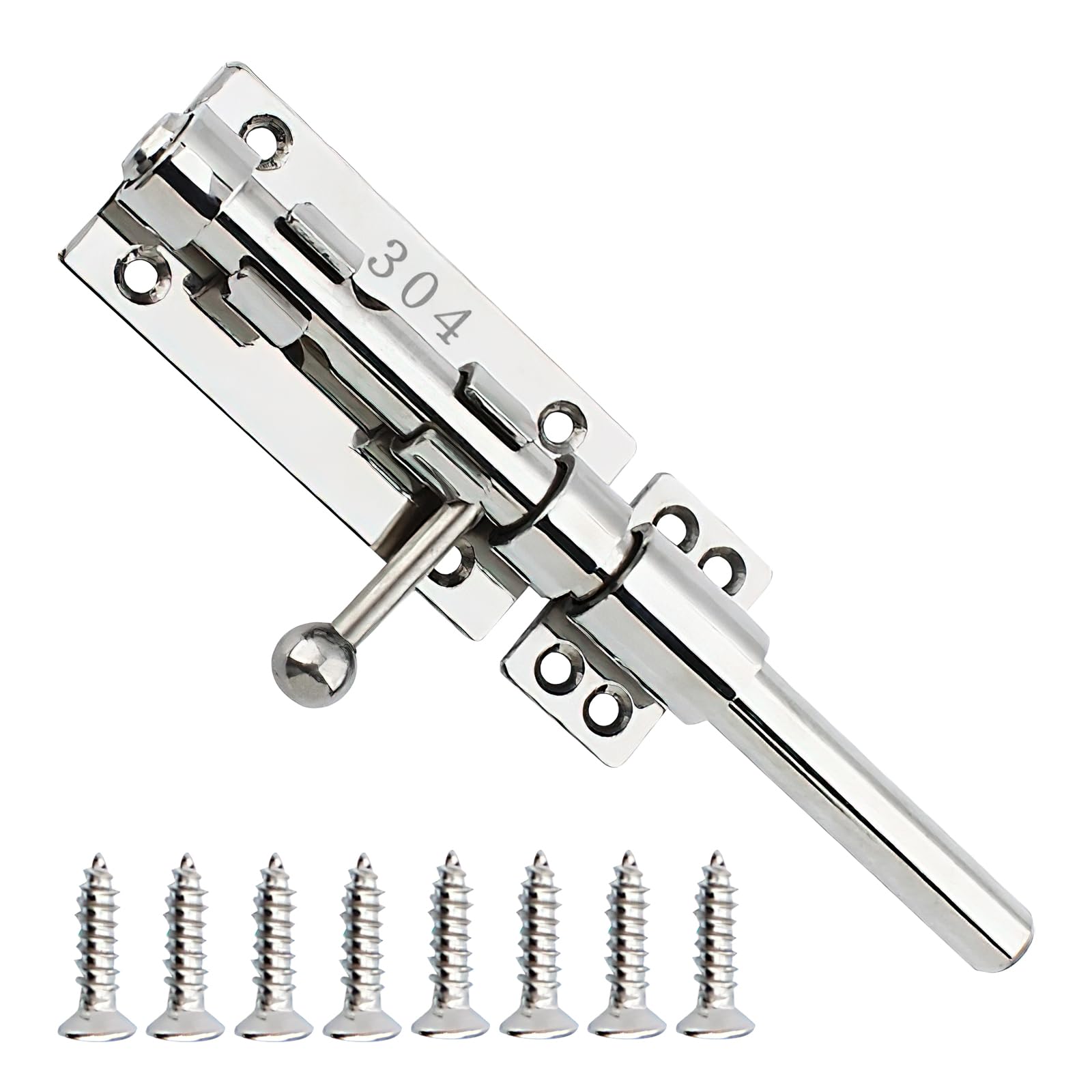 20 cm Sliding Latch Gate Latch 304 Stainless Steel Barrel Bolt Heavy Duty Door Security Lock Thickened Door Bolt Hardware with Mounting Screws for Barn Fence Shed Cellar