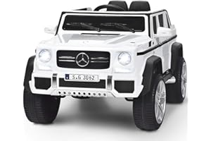 Costzon Ride on Car, Licensed Mercedes-Benz Maybach, 12V Battery Powered Vehicle Toy w/ 2 Motors, Remote Control, 3 Speeds, Lights, Horn, Music, Aux, Storage, Truck, Electric Car for Kids (White)
