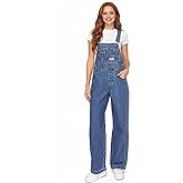 Lana Roux 90s Wide Leg Retro Dungaree Utility Cotton Rigid Denim Overalls