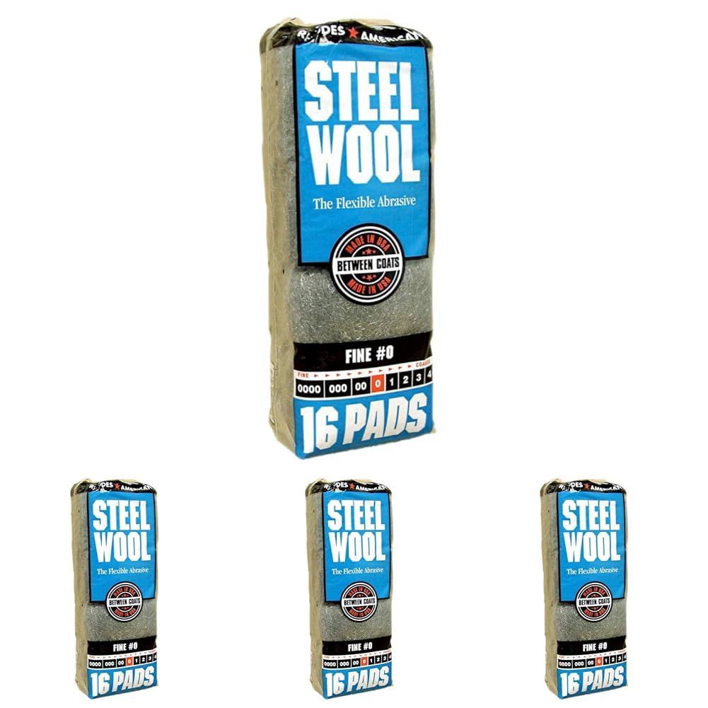 Homax Steel Wool, 16 pad, Fine Grade #0, Rhodes American, Between Coats (Pack of 4)