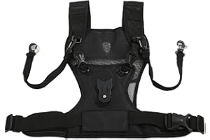 Keenso Adjustable Dual Camera Harness Breathable Multi Carrier Chest Vest for Nature Studio Photography