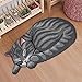 USTIDE Grey Cute Sleeping Cat Shaped Bedroom Area Rug,Tabby Cat Carpet 33.5 by 18 Inch