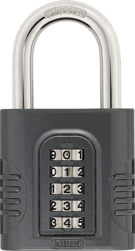 ABUS Combination Lock 158/65 - Padlock with Cast Zinc Casing - with Individually Adjustable Combination Code - ABUS Security Level 8 - Dark Grey