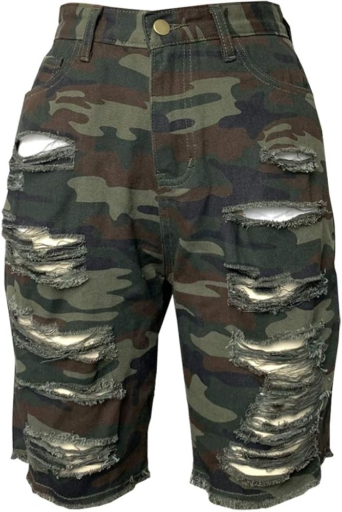distressed camo bermuda shorts